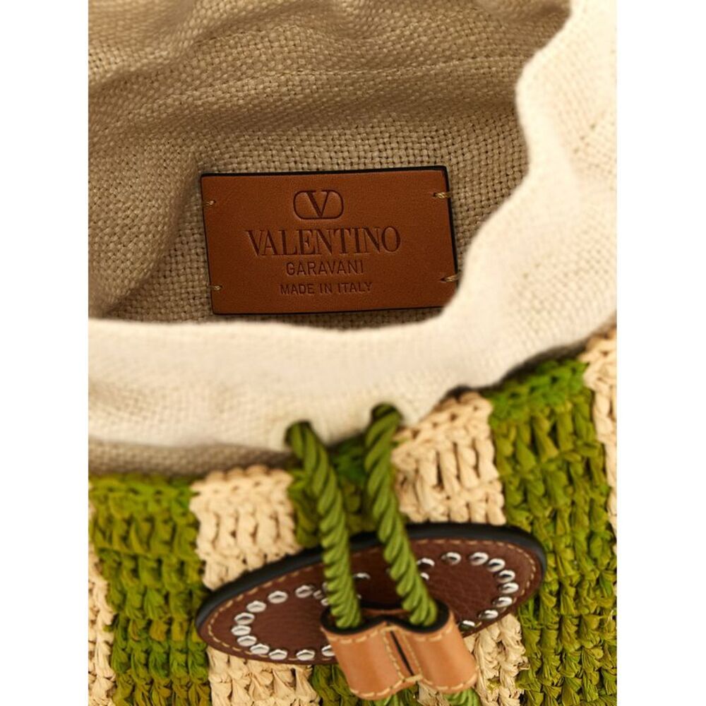 Valentino Garavani Women Valentino Garavani Raffia Small Bucket Bag - Picture 4 of 4